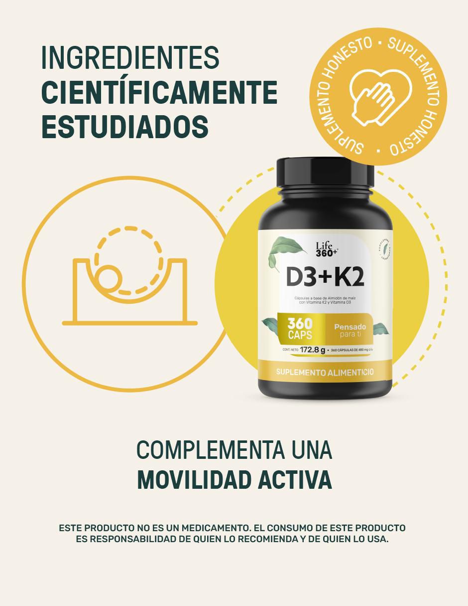 K2D3 con vitamina K2 y vitamina D3 de 360 cápsulas 4