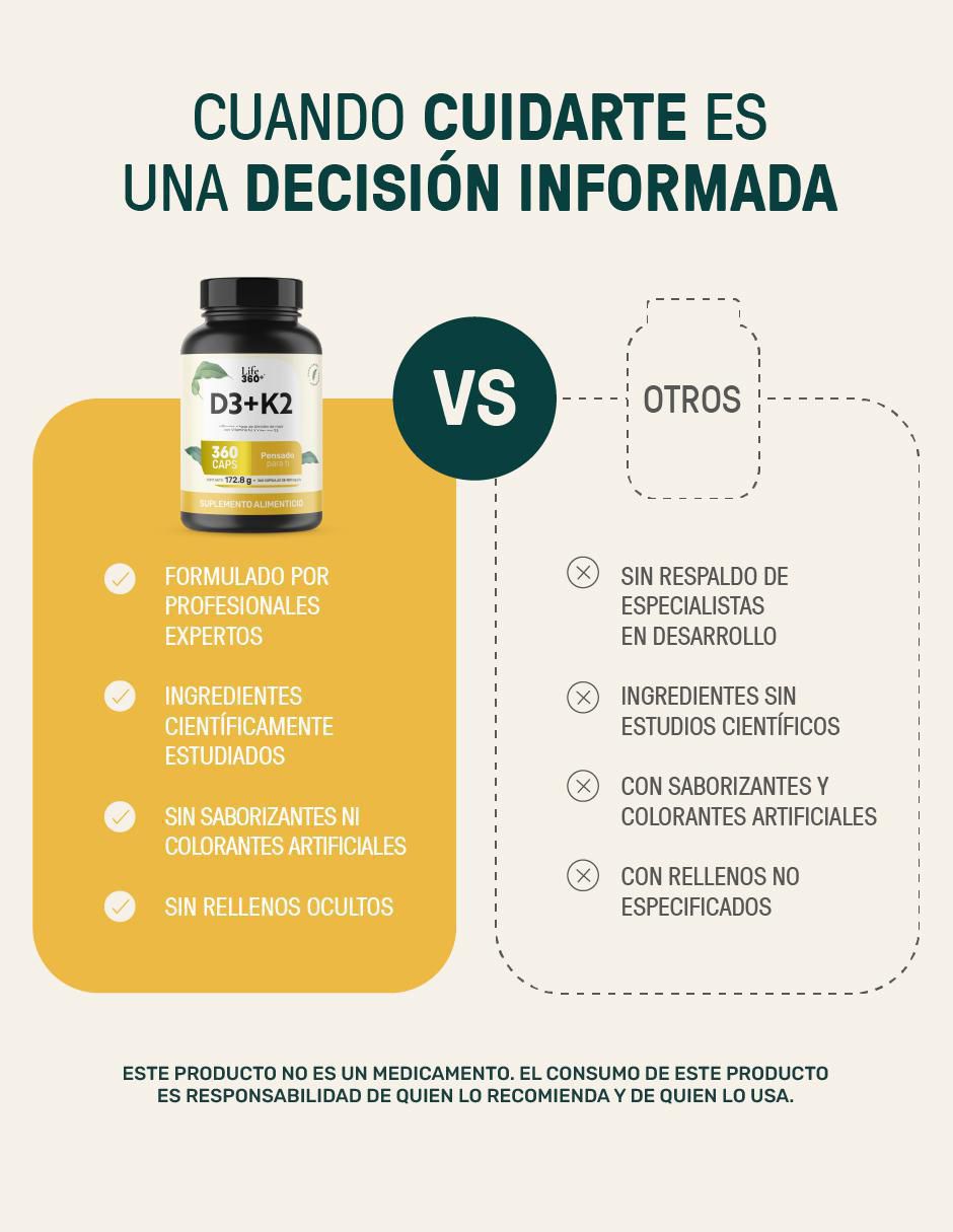 K2D3 con vitamina K2 y vitamina D3 de 360 cápsulas 7