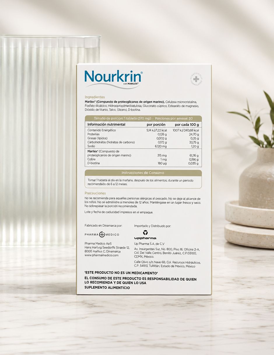 Suplemento alimenticio Radiance Nourkrin con marilex de 30 tabletas