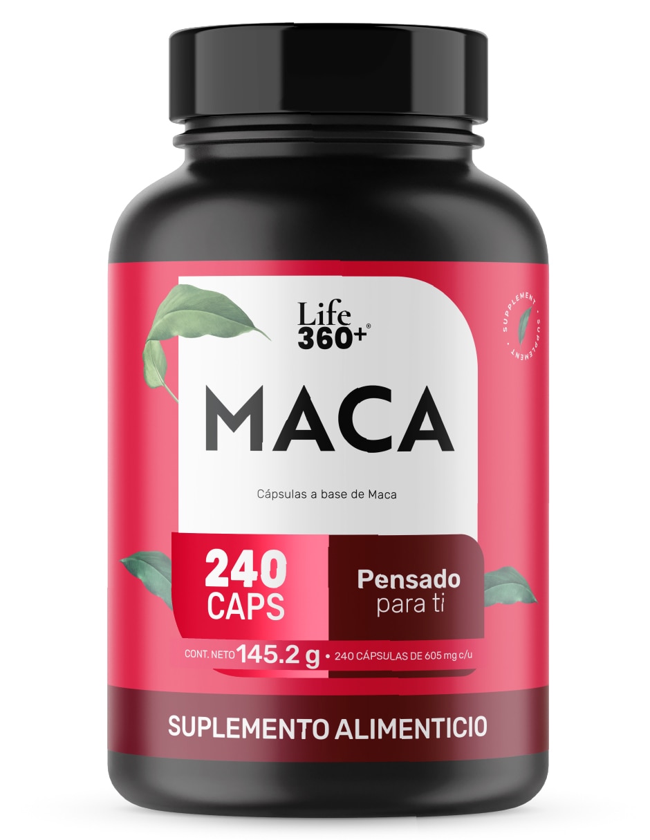 Maca: maca (negra, amarilla, roja) life 360+ 240 cápsulas "con" maca "sabor" sin sabor "de" sin tamaño 1