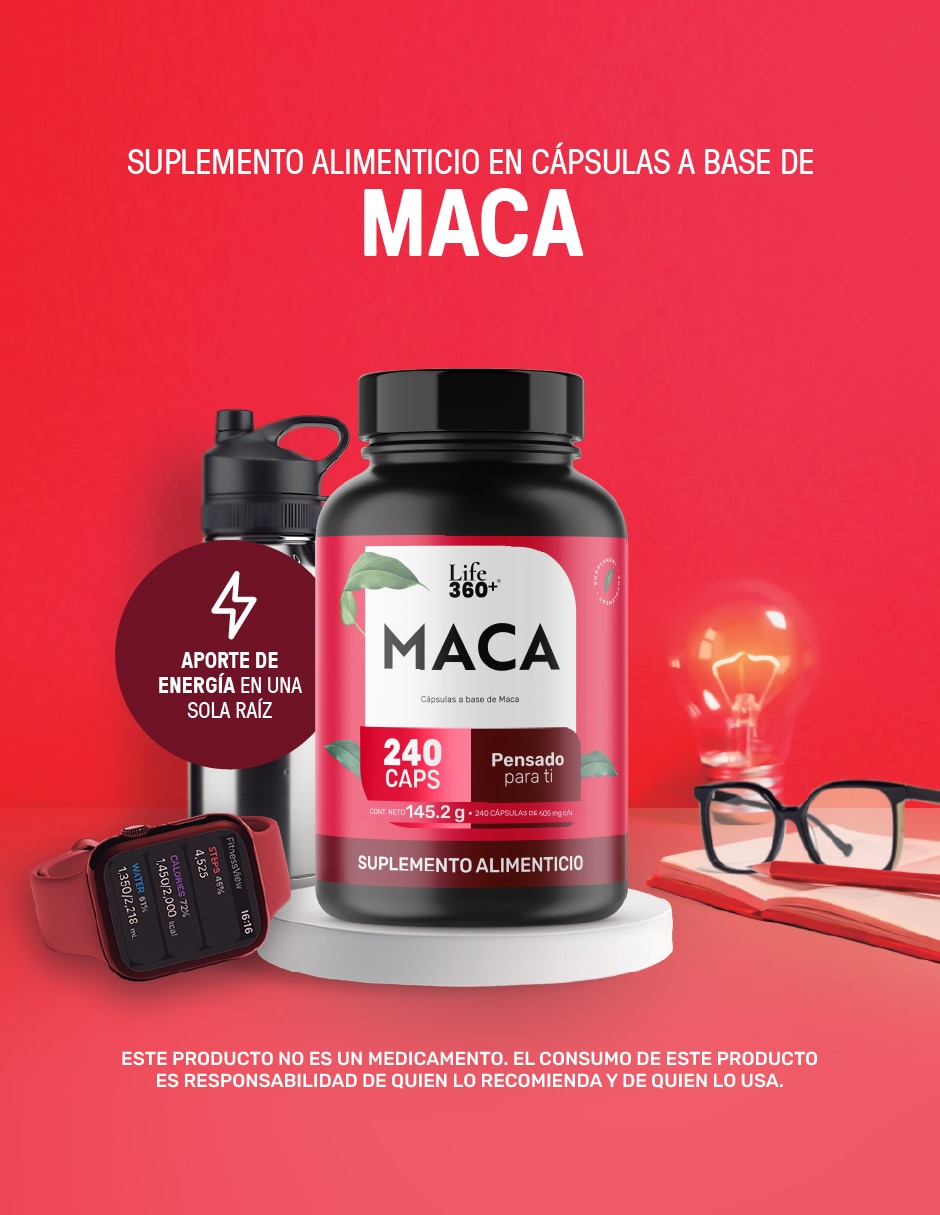 Maca: maca (negra, amarilla, roja) life 360+ 240 cápsulas 'con' maca 'sabor' sin sabor 'de' sin tamaño Maca: maca (negra, amarilla, roja) life 360+ 240 cápsulas 'con' maca 'sabor' sin sabor 'de' sin tamaño