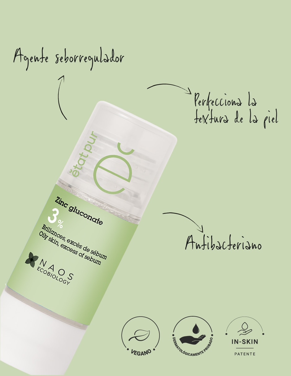 Sérum facial Gluconato de Zinc Activo Puro Etat Pur de piel normal y mixta