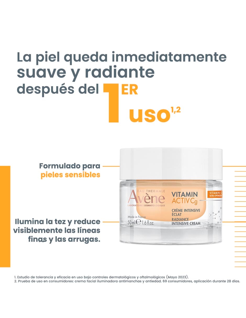Crema facial recomendada para revitalizar día y noche Crema de Luminosidad Intensiva Antioxidante Avène Vitamin Activ Cg todo tipo piel