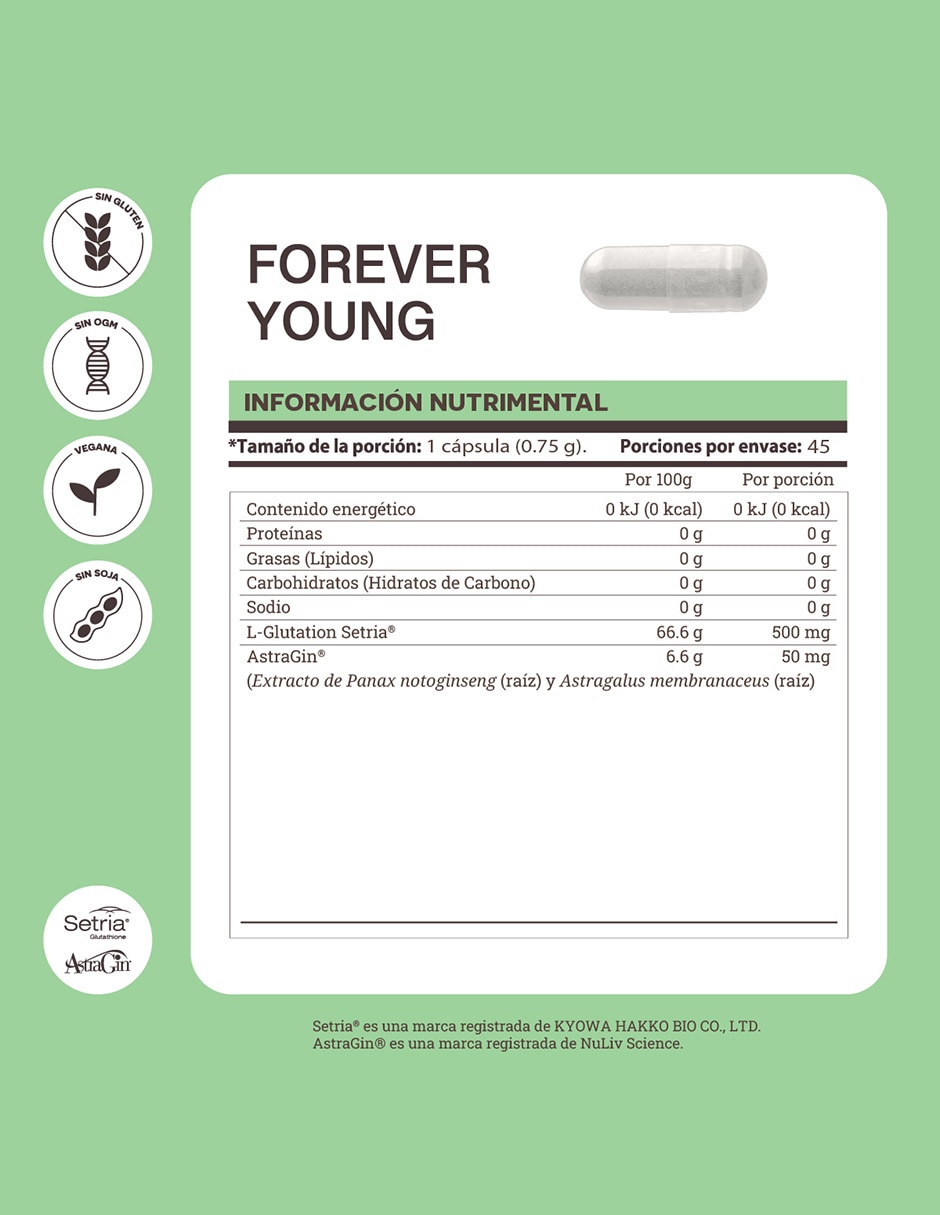 Forever Young Matter con glutatión, omega 3 de 30 cápsulas