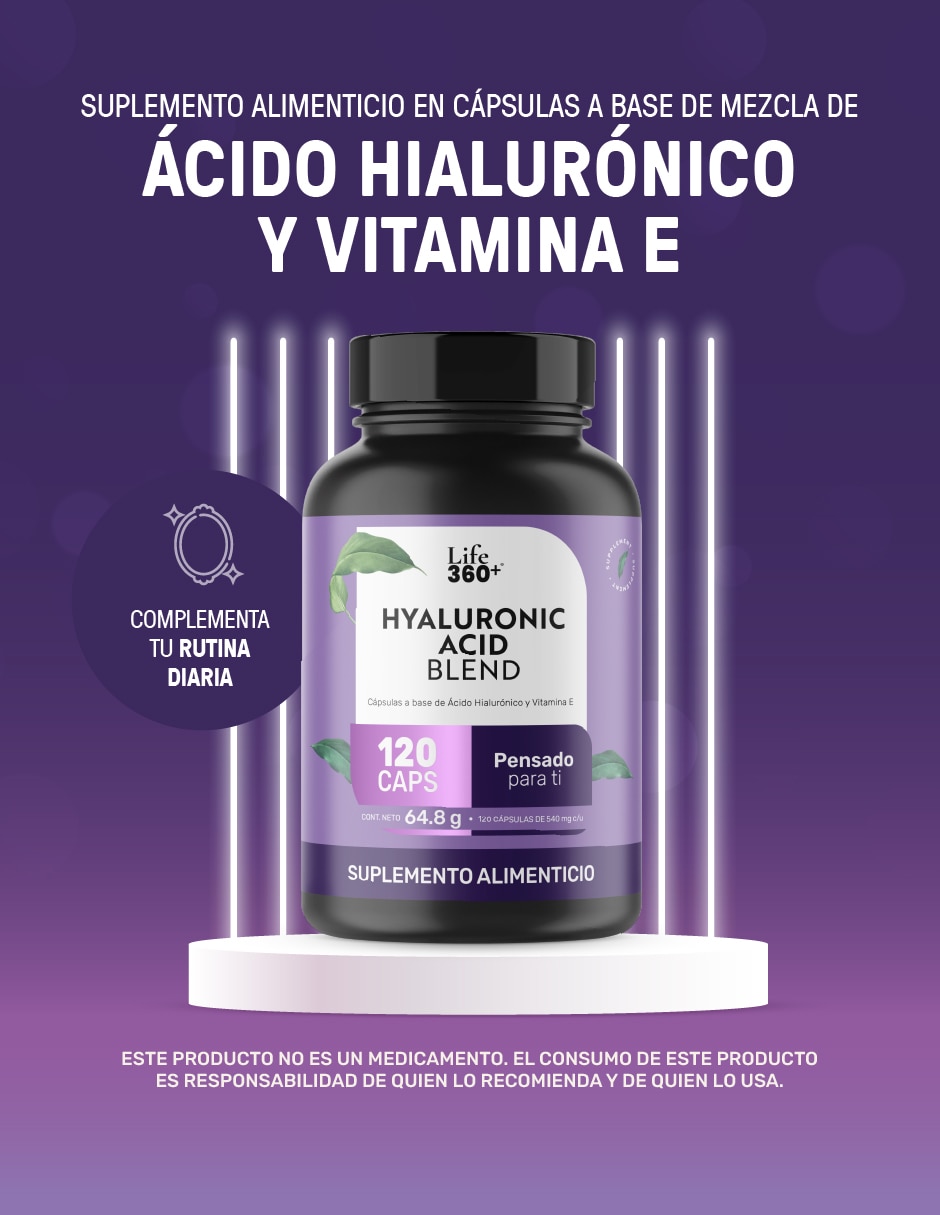 Hialu-E: Ácido Hialurónico + Vitamina E + Estearato de Magnesio Life 360+ Life360+
