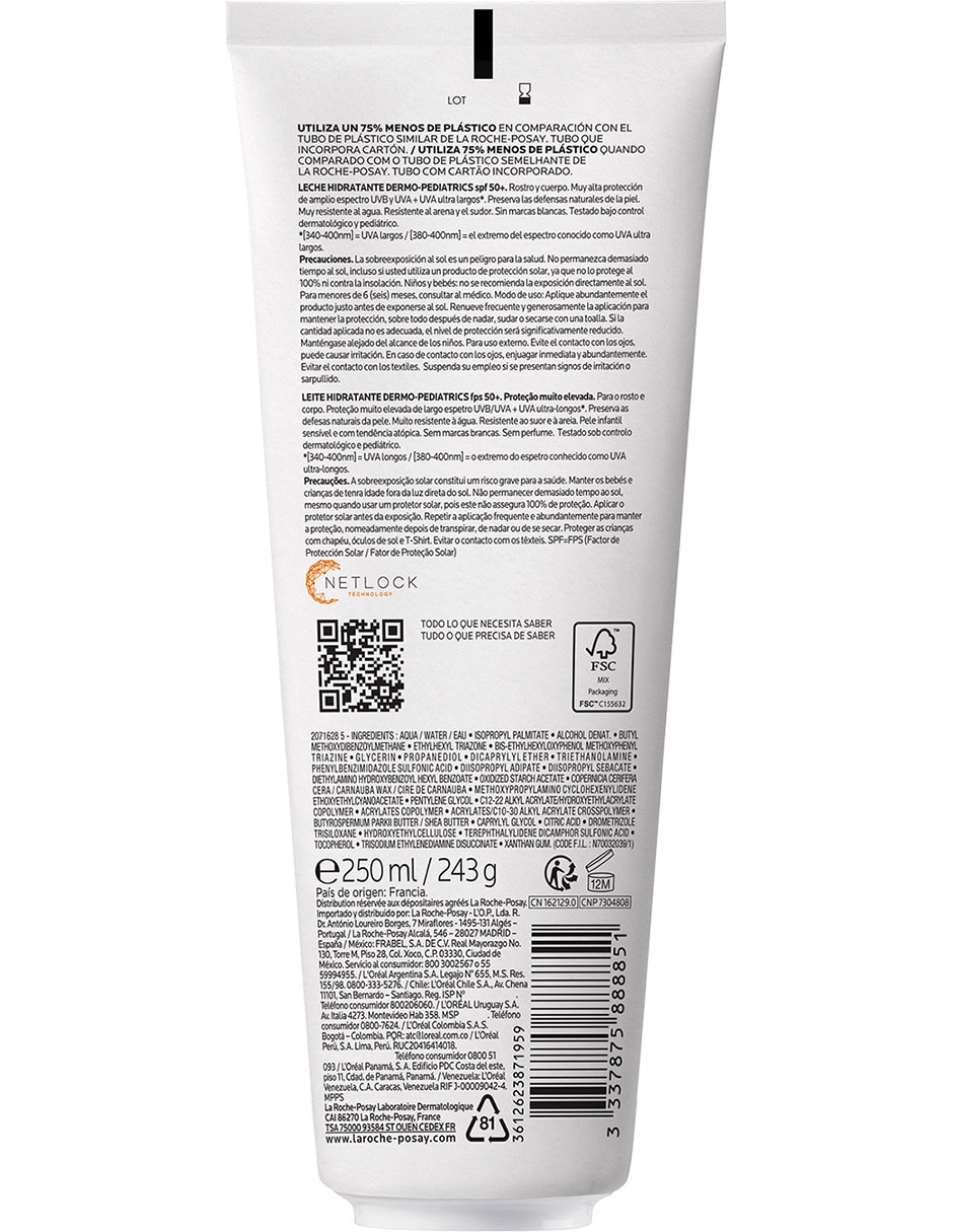 Protector solar FPS 50 Anthelios Dermo Pediatrics 250 ml 4