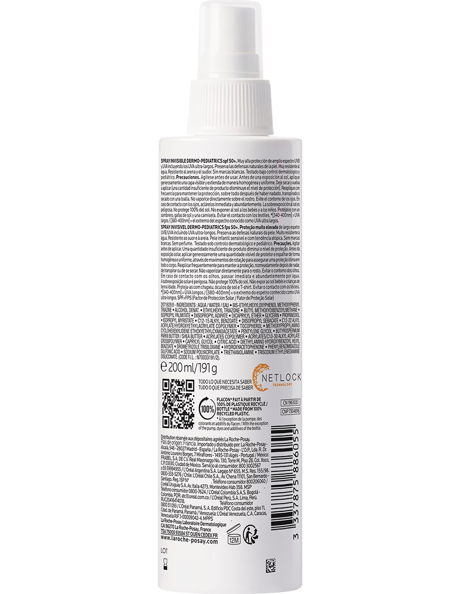 Protector solar FPS 50 UVMUNE 400 Dermo-Pediatrics Anthelios 200 ml 4