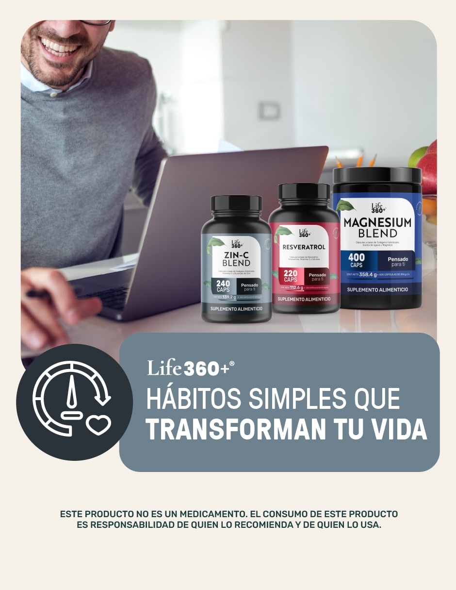 Zinc blend: Zinc + Colágeno Hidrolizado + Vitamina C Life 360+ Life360+