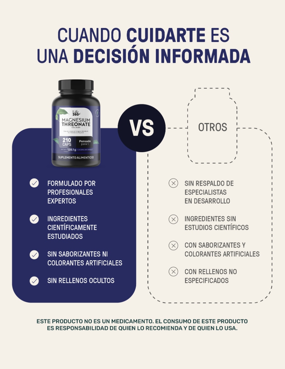Mag Threonate: Colágeno Hidrolizado + L-Treonato Magnesio 210 cápsulas 7
