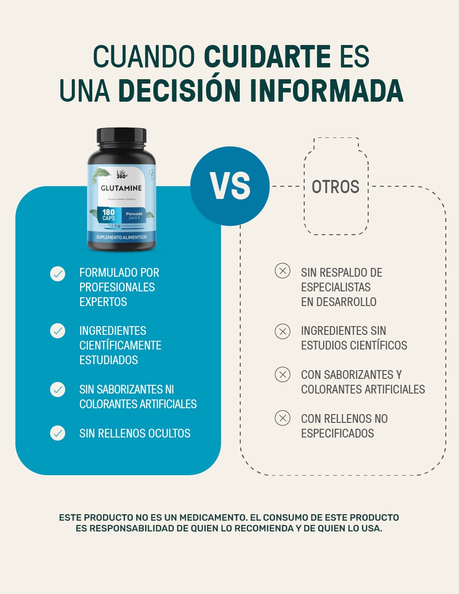 Pure glutamine Life 360+ con L-glutamina