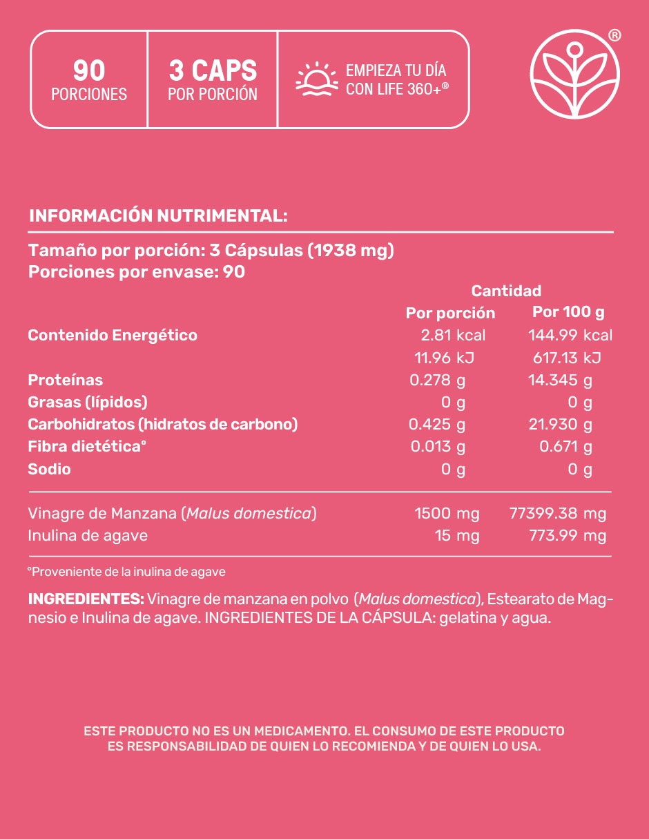 Apple Vinegar & Prebiotic: Cápsulas a base Vinagre de Manzana e inulina de agave