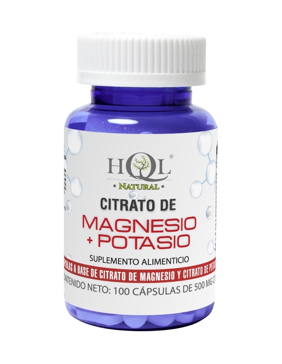 Suplementos alimenticios citrato de magnesio + potasio hql natural con citrato de potasio y magnesio de 100 cápsulas 2