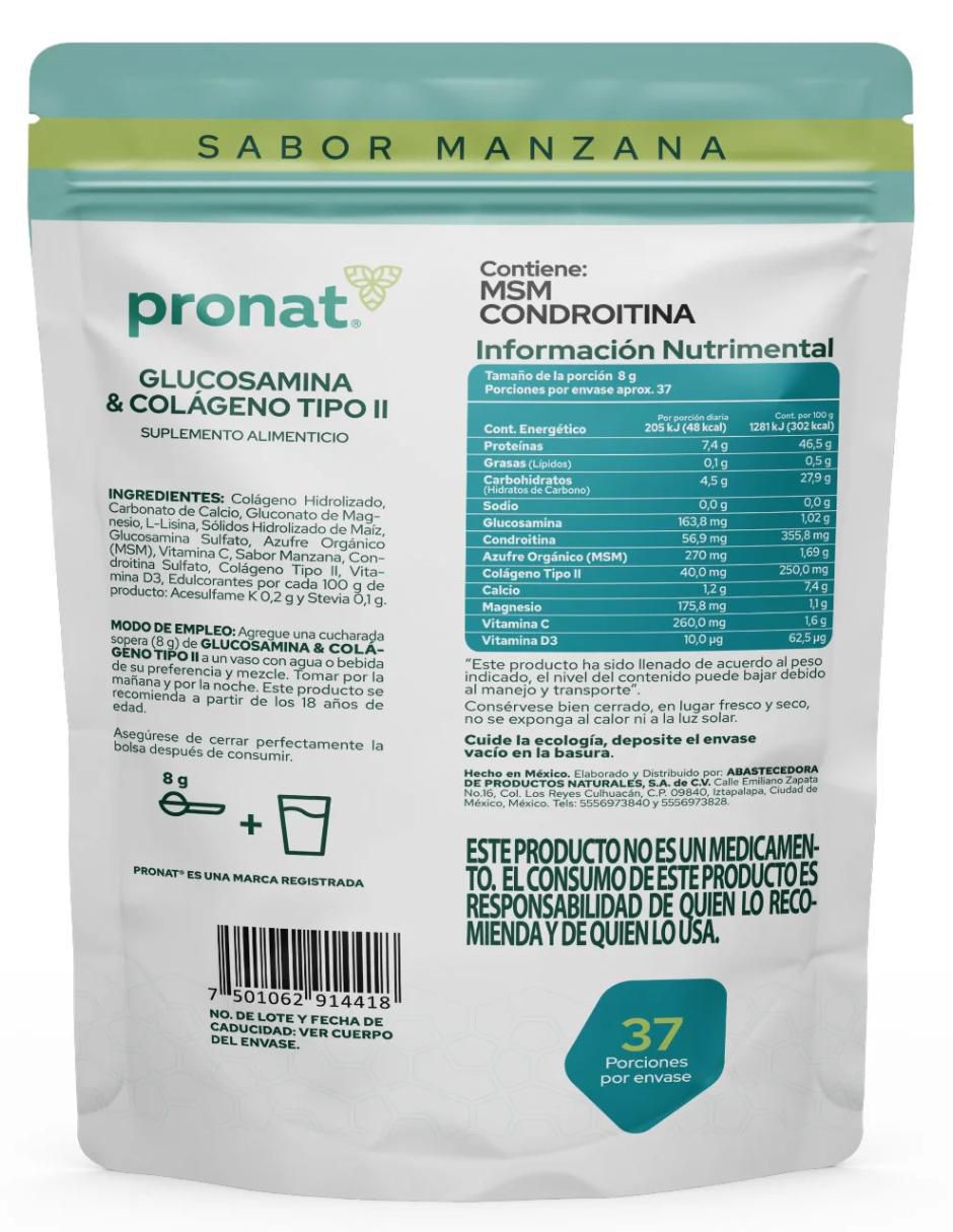 Glucosamina & Colágeno Tipo II sabor manzana de 300 g