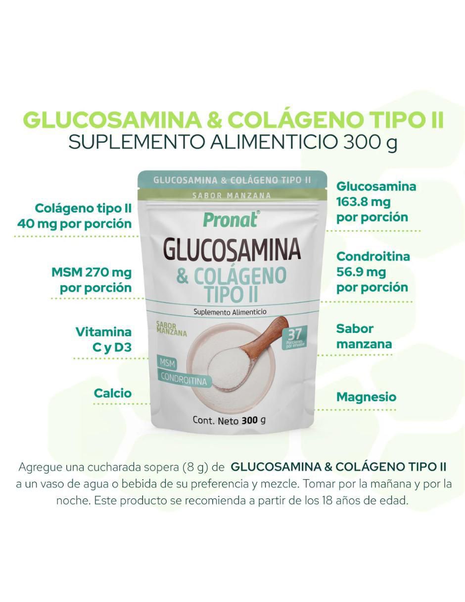 Glucosamina & Colágeno Tipo II sabor manzana de 300 g