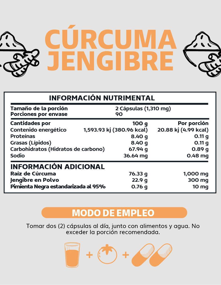 Cúrcuma, Jengibre con Pimienta Negra Beyond Vitamins con piperina de 160 g