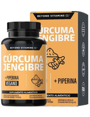 Cúrcuma, Jengibre con Pimienta Negra con piperina de 60 cápsulas