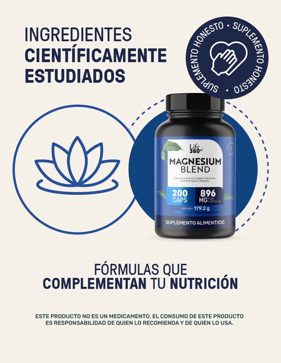 Magnesium mix: aloe vera + magnesio (maltodextrina citrato de magnesio óxido de magnesio gluconato de magnesiogluconato de magnesio) life 360+ life360+ con magnesio de 200 cápsulas