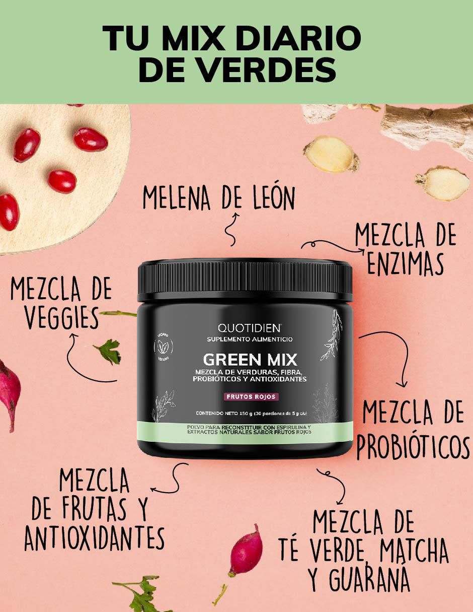 Green Mix, Jugo Verde Té Matcha, Clorofila, Enzimas Digestivas, Probióticos Bloom sabor frutos rojos de 150 g 7