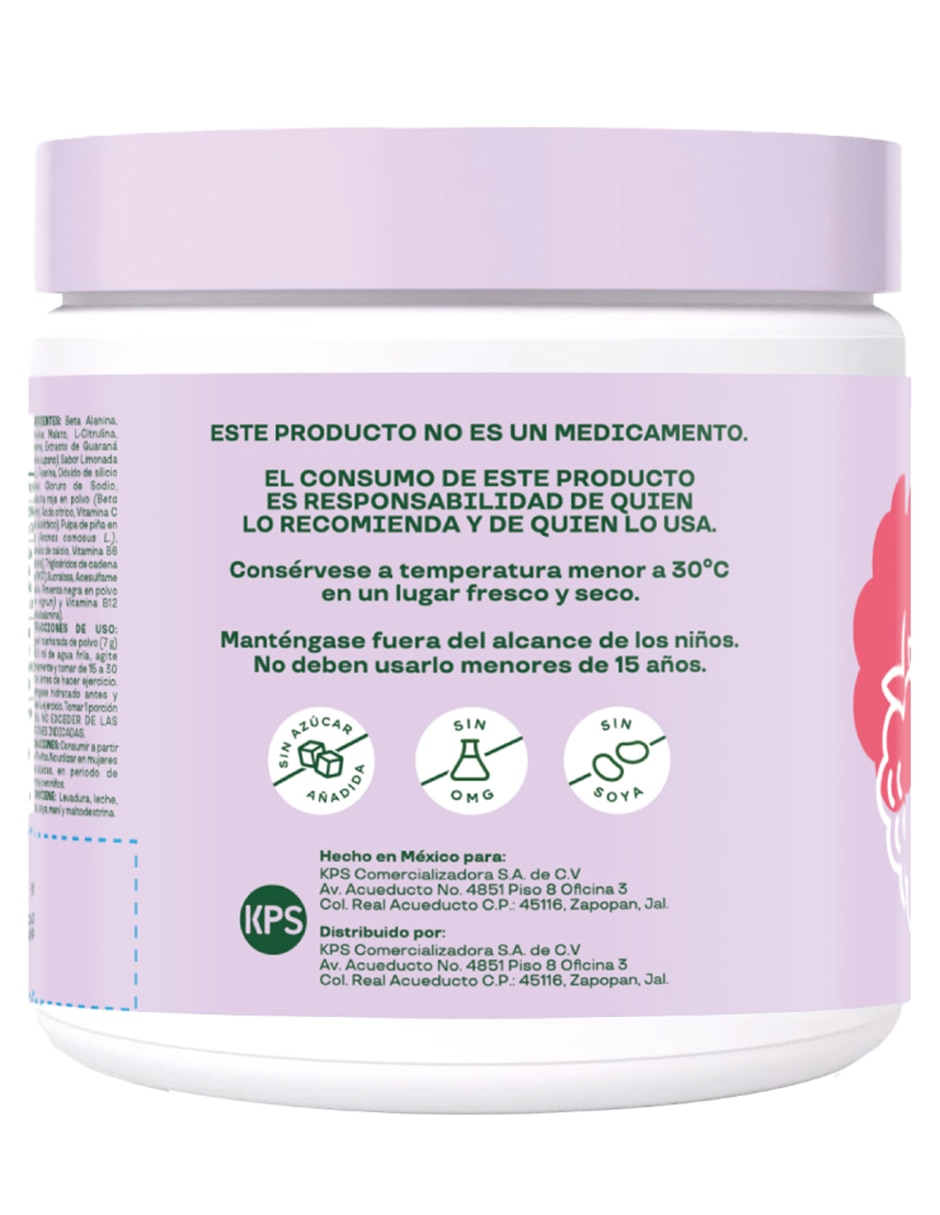 Pre-Workout Bloom con vitamina C, b6, b12 y calcio sabor limonada rosa de 175 g