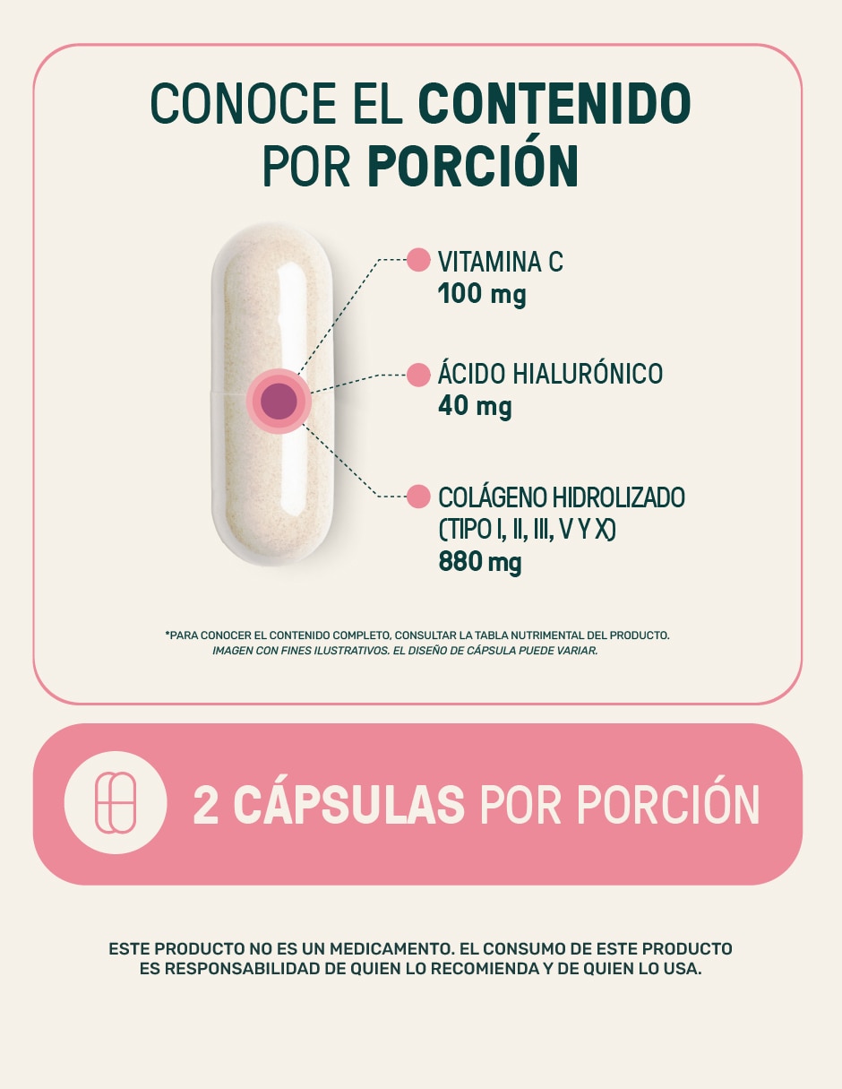 Collagen Type I, II, III, V y X Colágeno Hidrolizado + Vitmina C + Ácido Hialurónico Life 360+ de 240 cápsulas 3