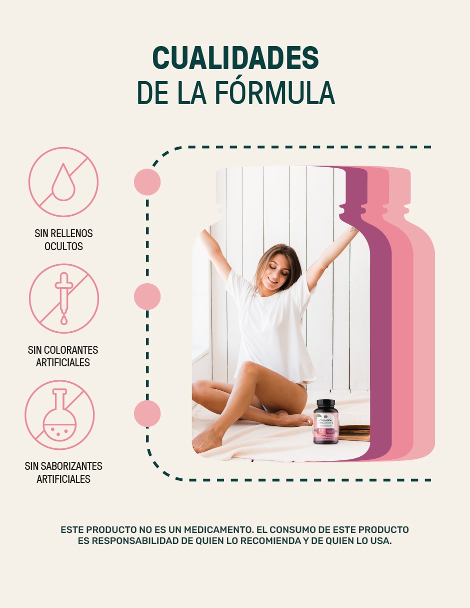 Collagen Type I, II, III, V y X Colágeno Hidrolizado + Vitmina C + Ácido Hialurónico Life 360+ de 240 cápsulas 6