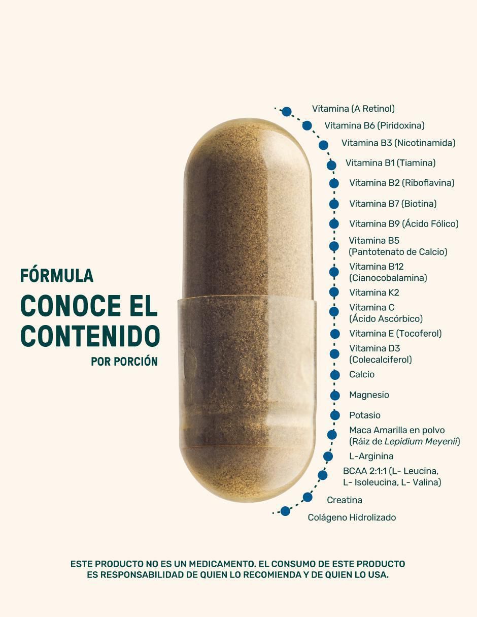 Men M4TUR3: Suplemento masculino a base de Colágeno, Maca, Creatina, Vitaminas y Minerales Life 360+ Life360+ de 220 cápsulas