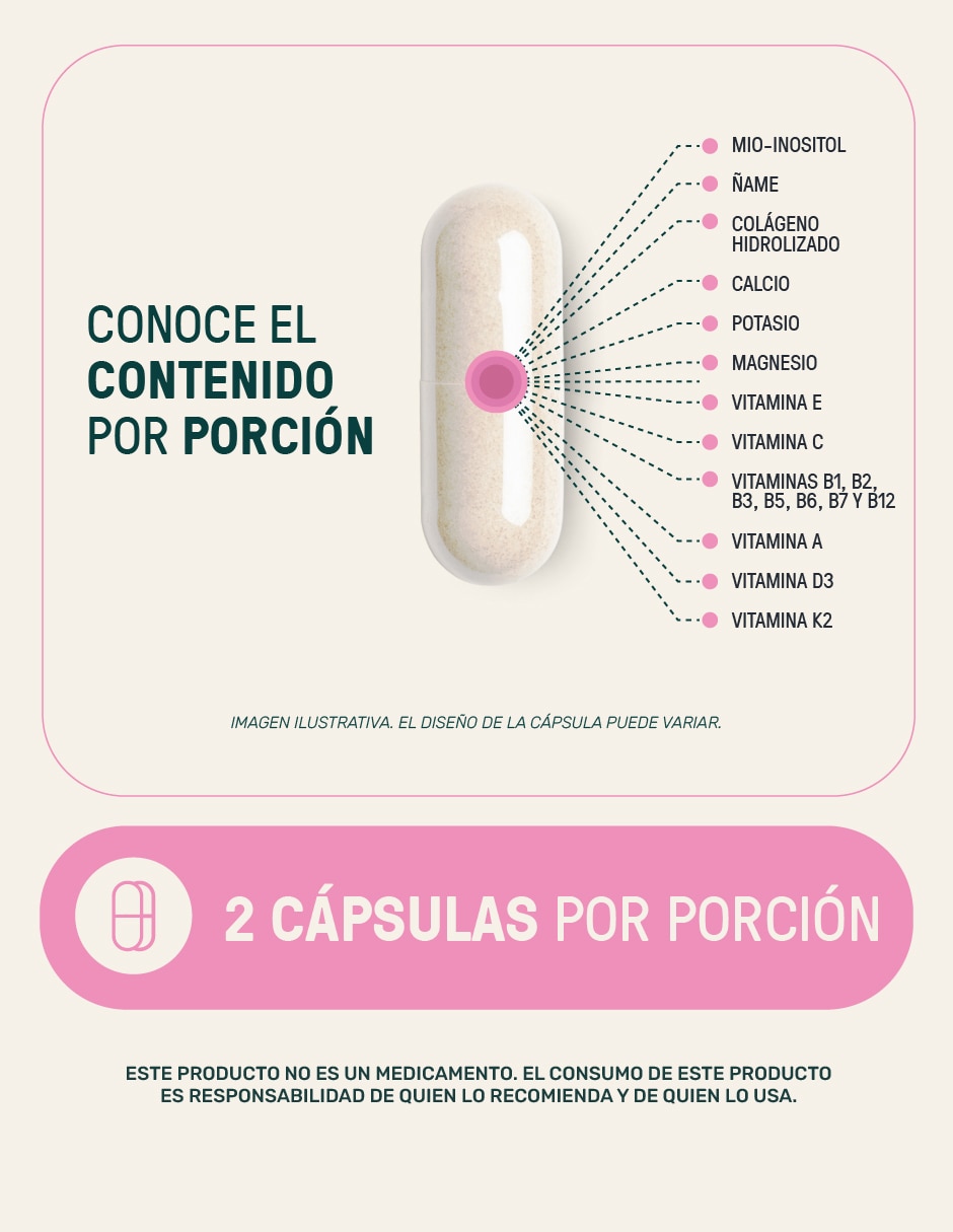 Suplementos alimenticios woman Life360 m4tur3: colágeno hidrolizado + inositol + vitaminas + minerales + ñame Life360+ con colágeno hidrolizado