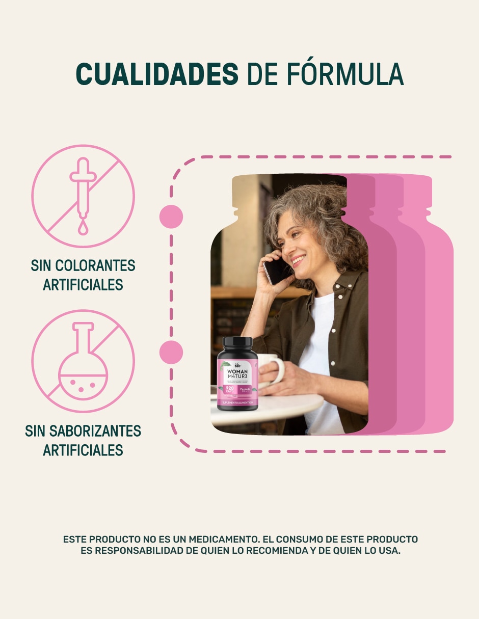 Suplementos alimenticios woman Life360 m4tur3: colágeno hidrolizado + inositol + vitaminas + minerales + ñame Life360+ con colágeno hidrolizado