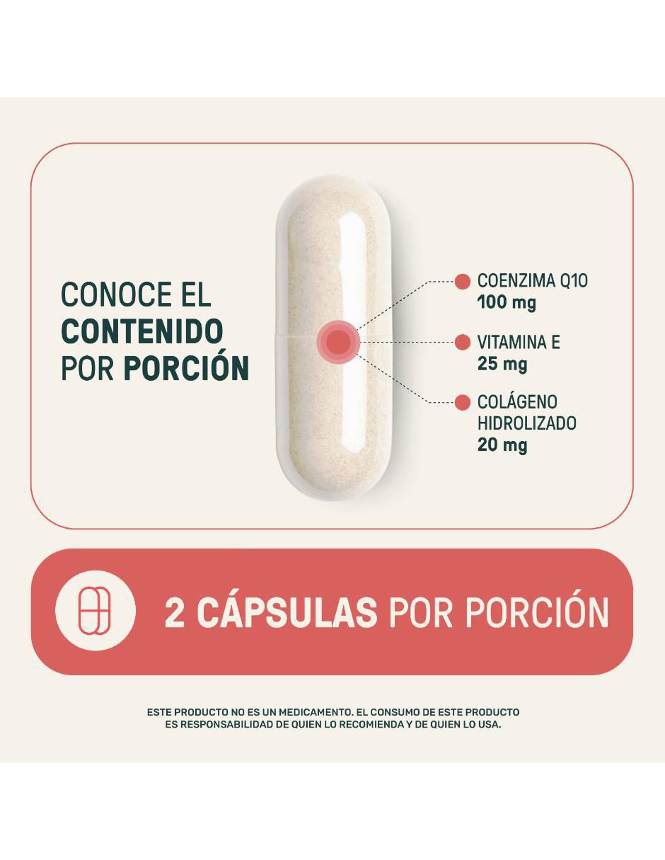 Skn q-10: colágeno hidrolizado con vitamina e y coenzima q10 life 360+ life360+ con colágeno hidrolizado sabor sin sabor de 220 cáp