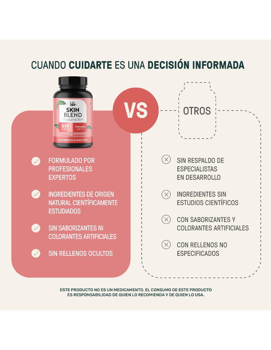 Skn q-10: colágeno hidrolizado con vitamina e y coenzima q10 life 360+ life360+ con colágeno hidrolizado sabor sin sabor de 220 cáp