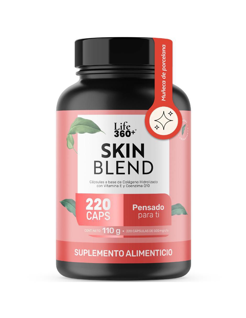 Skn q-10: colágeno hidrolizado con vitamina e y coenzima q10 life 360+ life360+ con colágeno hidrolizado sabor sin sabor de 220 cáp