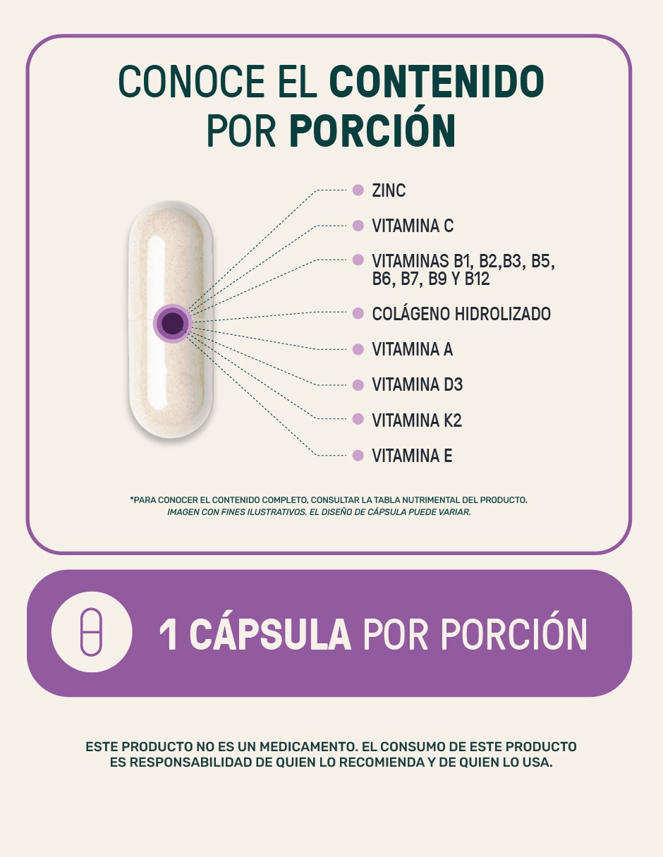 Multivitamínico para mujer con Colágeno Hidrolizado, Biotina, Ácido Fólico, Vitamina A, C, D, B12 y Zinc, Life360+ 180 cápsulas