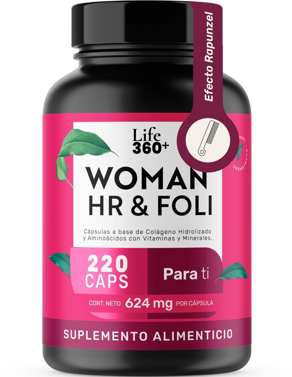 Woman Hr & Foli: Colágeno hidrolizado Aminoácidos Vitaminas y minerales Life 360 Life360 de 220 cápsulas