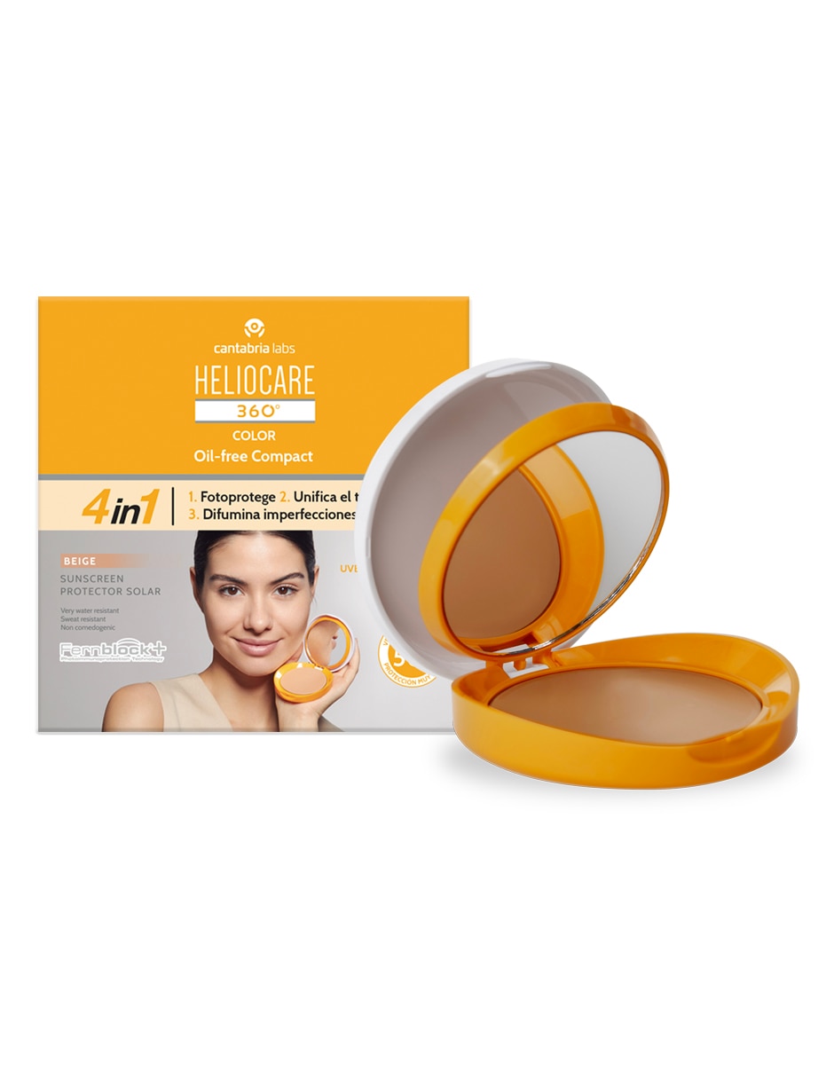 Tratamiento facial 360° color compact oil free beige protector solar Heliocare 2