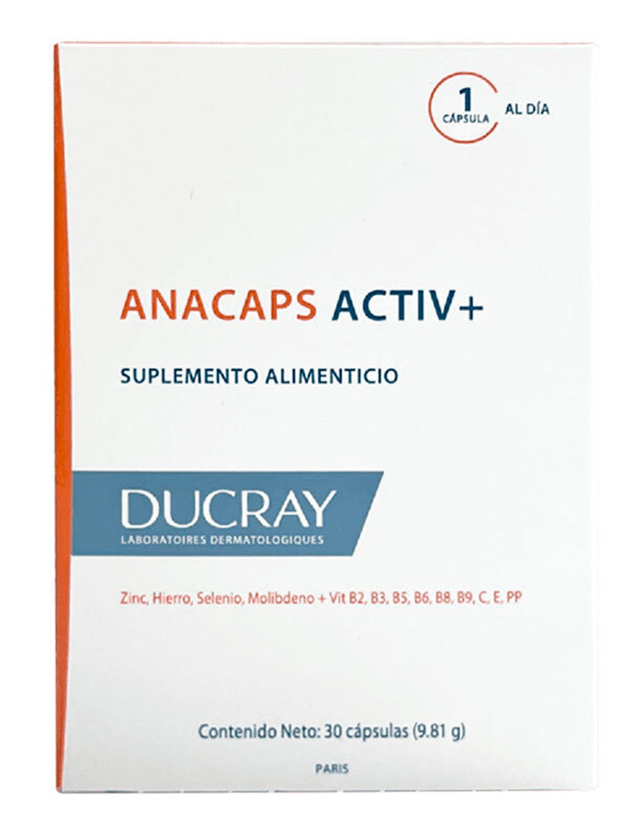 Anacaps Activ+ con zinc, hierro, selenio, molibdeno, vitamina b2, b3, b5, b6, b8, b9, c, e, pp 2