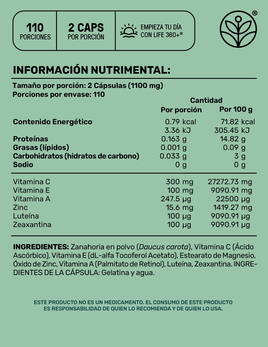 Vision Blend Life360+ con luteina de 220 cápsulas