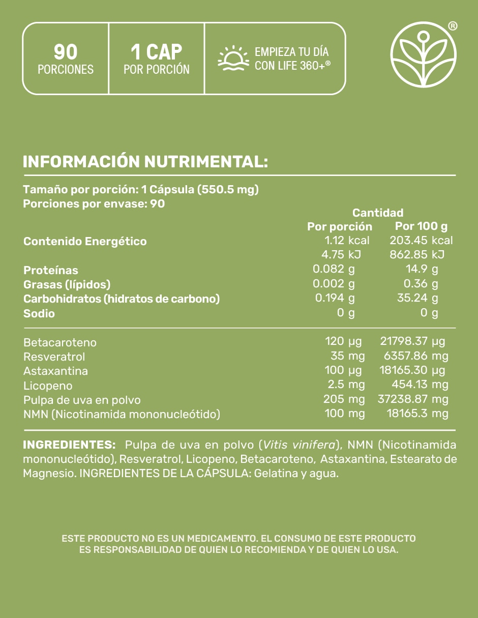 NMN & Antox-Mix: Suplemento a base de Pulpa de uva con Resveratrol + Astaxantina + NMN + Licopeno y Betacaroteno de 90 cápsulas NMN & Antox-Mix: Suplemento a base de Pulpa de uva con Resveratrol + Astaxantina + NMN + Licopeno y Betacaroteno de 90 cápsulas