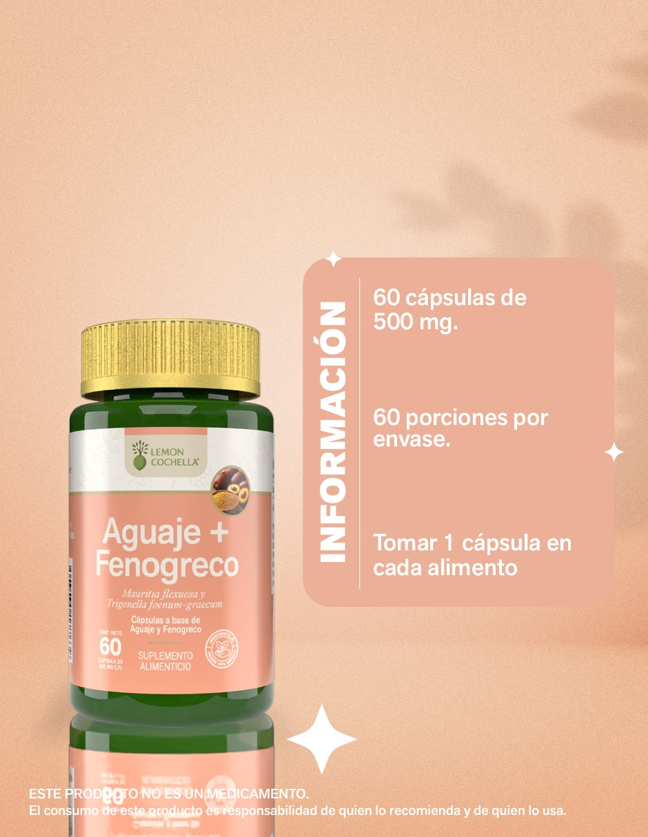 Aguaje con Fenogreco con semilla de fenogreco de 60 cápsulas 4
