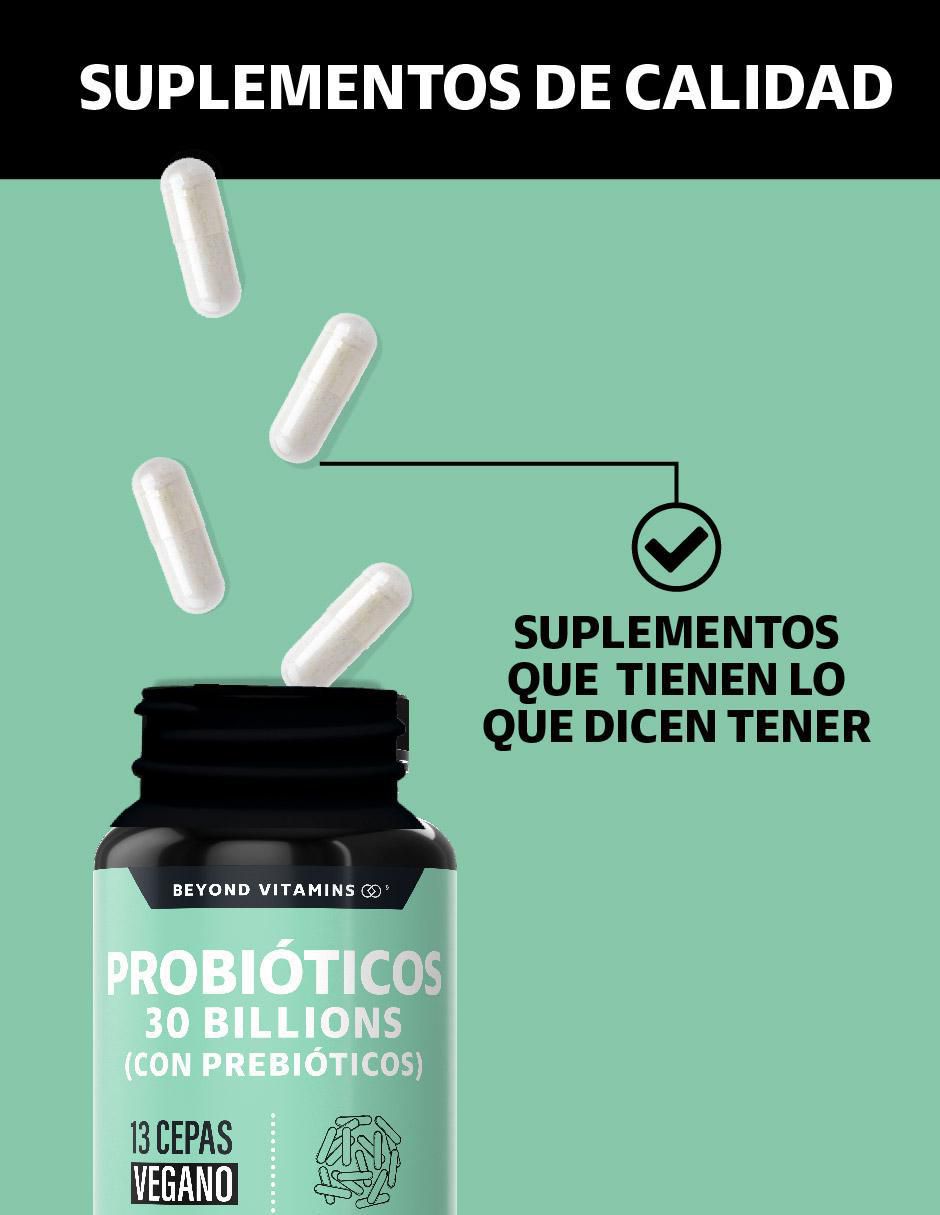Probioticos 30 Billion Prebióticos Inulina de Agave 13 Cepas de 60 cápsulas