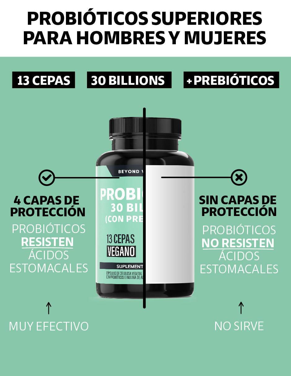 Probioticos 30 Billion Prebióticos Inulina de Agave 13 Cepas de 60 cápsulas 6