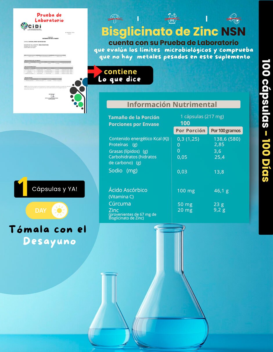 Bisglicinato de Zinc de 100 cápsulas 7