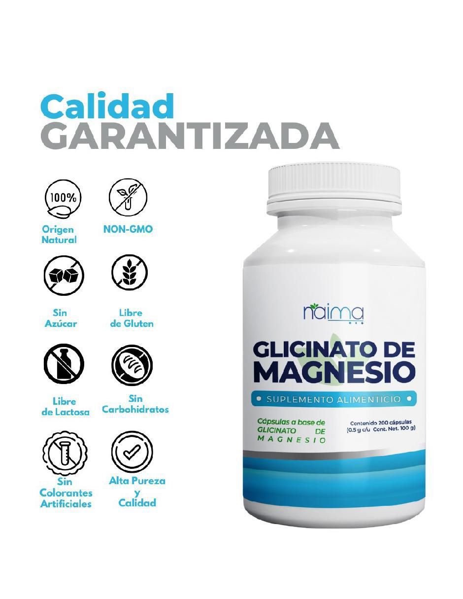 Glicinato de Magnesio con glicinato de 200 cápsulas