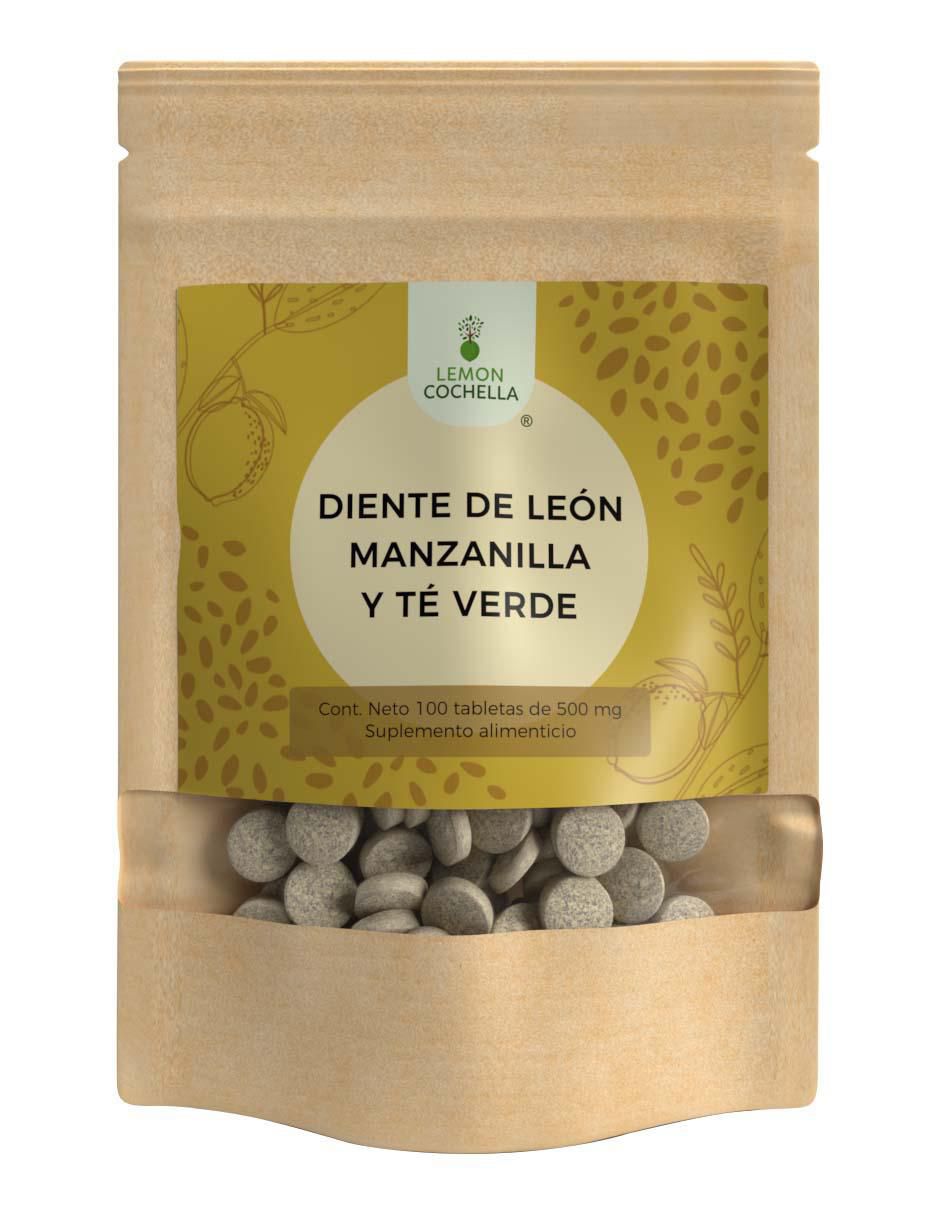 Diente de León Manzanilla y Té Verde con hoja de diente de león de 100 tabletas