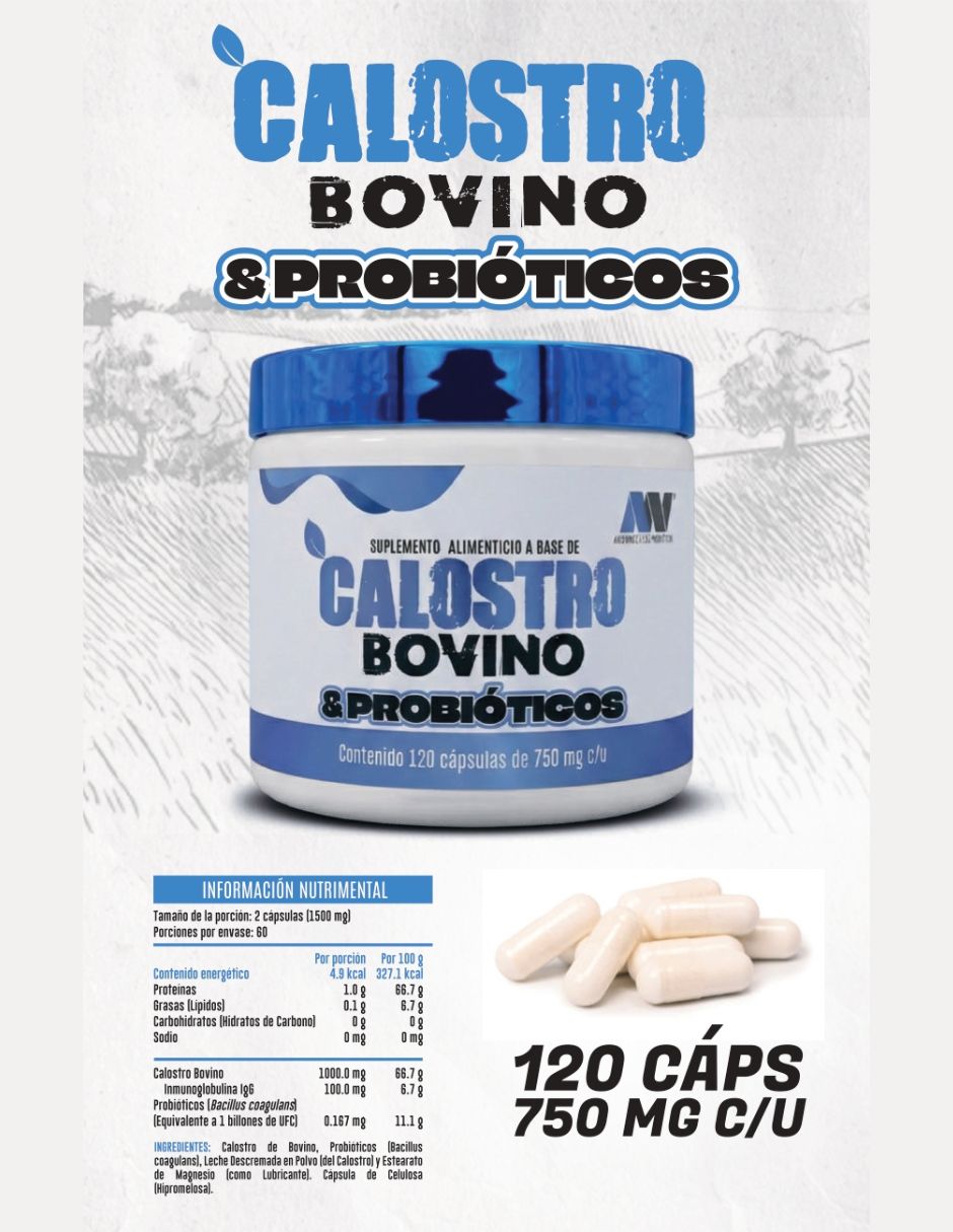 Calostro bovino & probióticos Advance Nutrition de 120 cápsulas