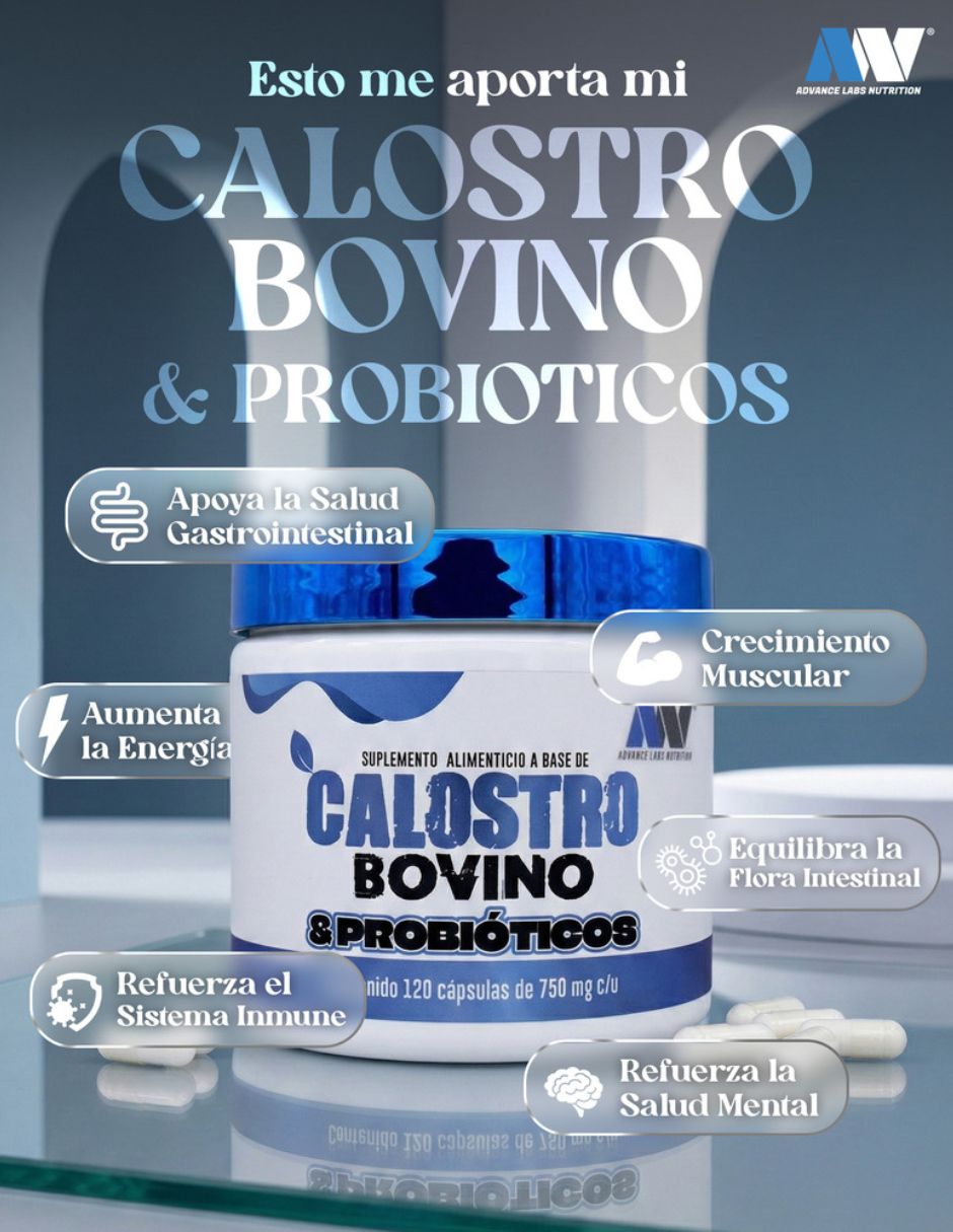 Calostro bovino & probióticos Advance Nutrition de 120 cápsulas