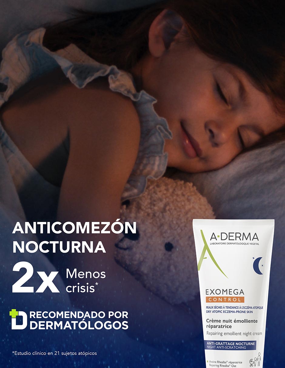 Crema para rostro y cuerpo recomendada para calmar la piel de día y noche Emoliente Anticomezón Exomega Control Aderma Exomega para piel sensible