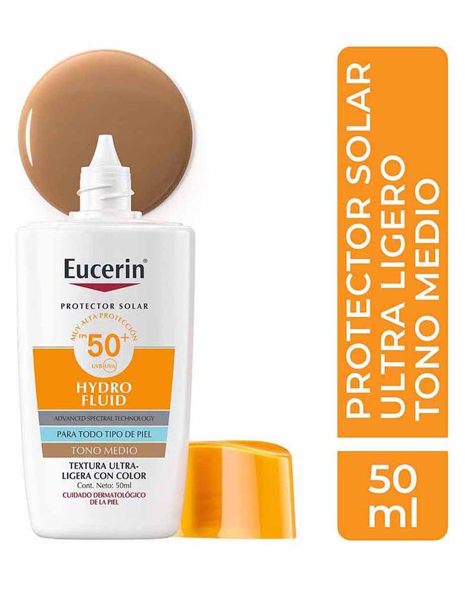 Tratamiento facial Sun Hydrofluid Tono Medio FPS50+ Eucerin Sun para eliminar el brillo 11