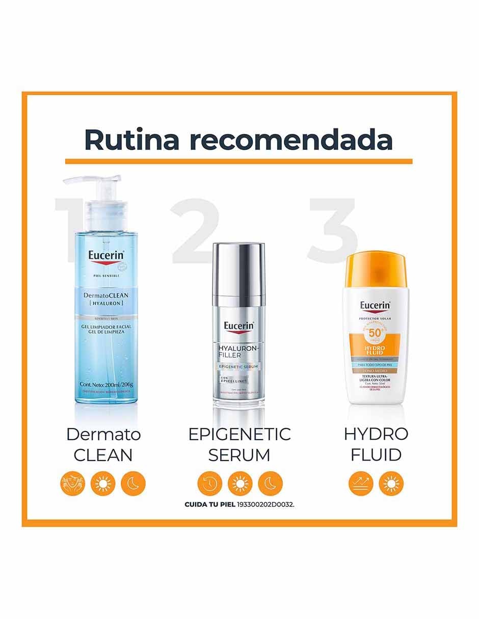 Tratamiento facial Sun Hydrofluid Tono Medio FPS50+ Eucerin Sun para eliminar el brillo 16