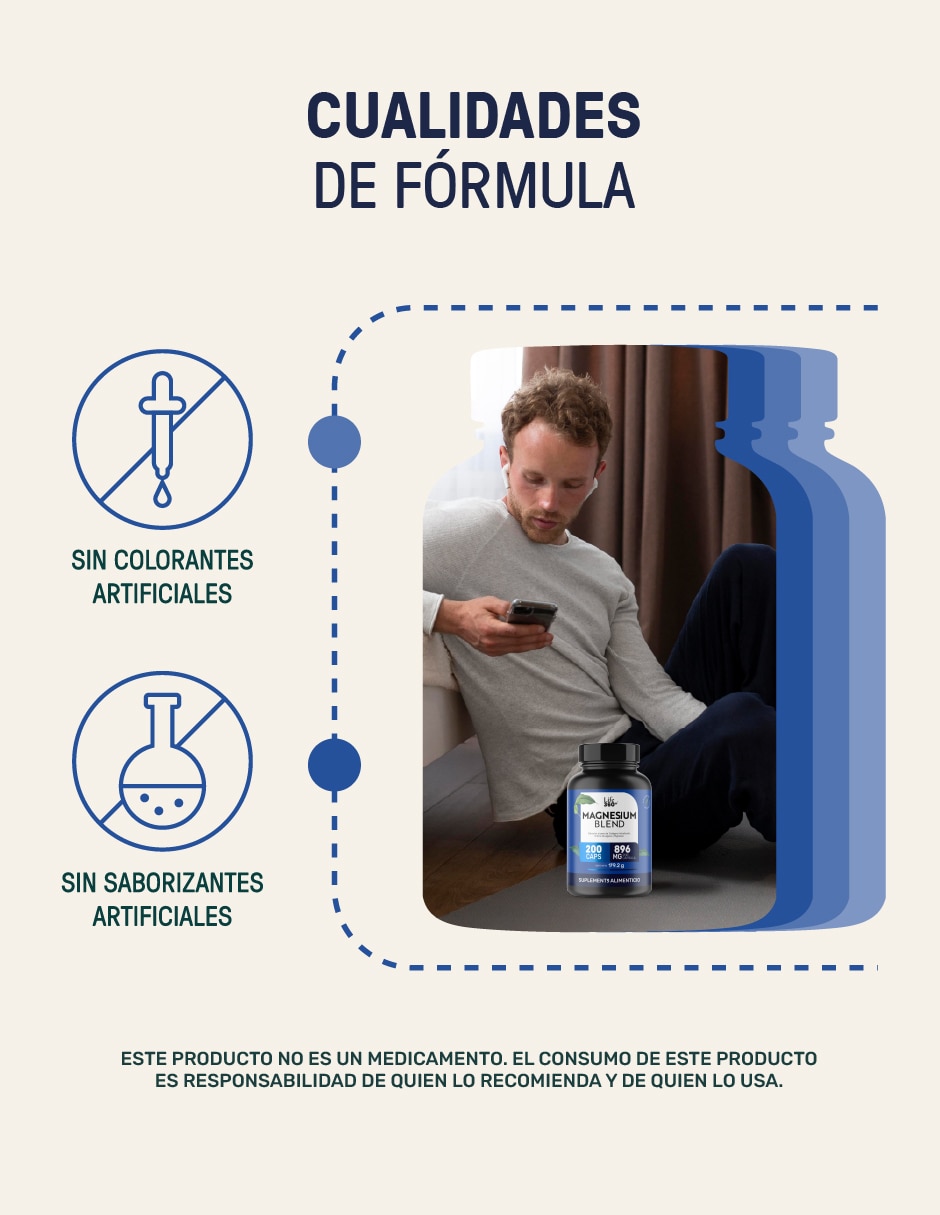 Magnesium Mix Life 360+ Citrato Glicinato de Magnesio Life360+ con magnesio de 60 cápsulas