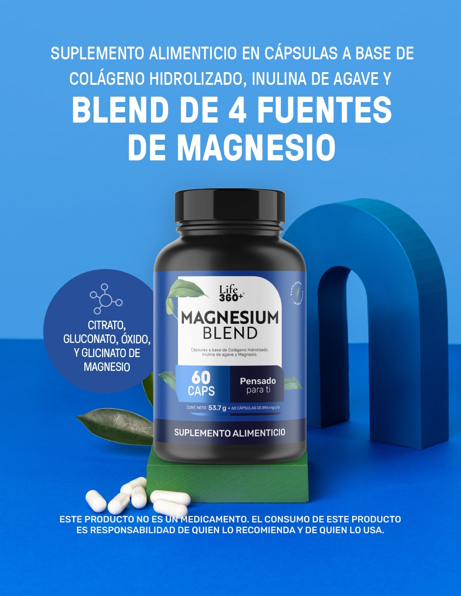 Magnesium Mix Life 360+ Citrato Glicinato de Magnesio de 60 cápsulas 2
